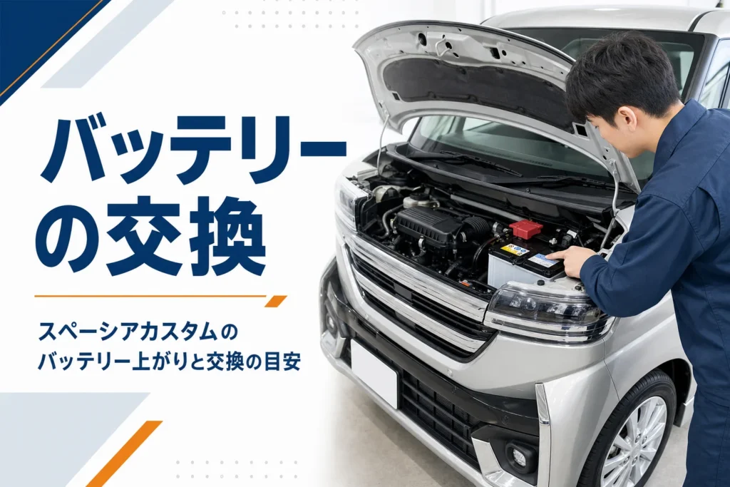 スペーシア カスタムのバッテリー交換を解説する記事のイメージ