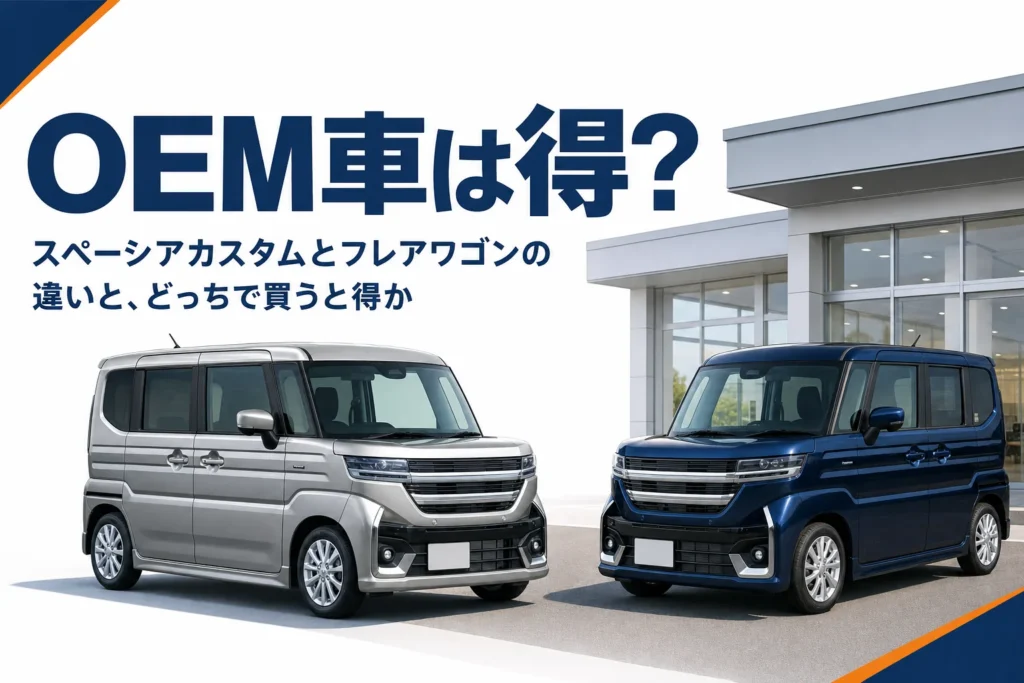 同じ形の軽スーパーハイトワゴン2台が並ぶ様子