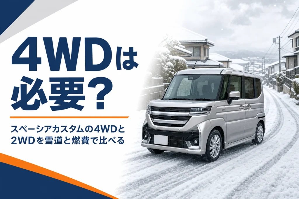 雪の積もった坂道を登る軽スーパーハイトワゴン