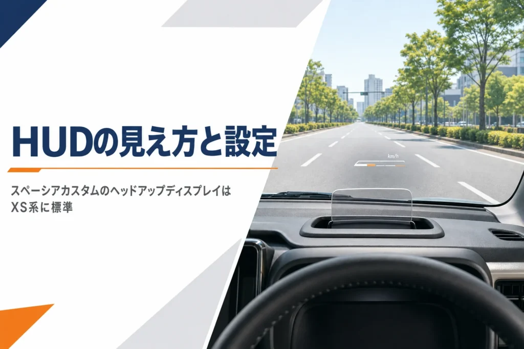 スペーシア カスタムのヘッドアップディスプレイの見え方のイメージ