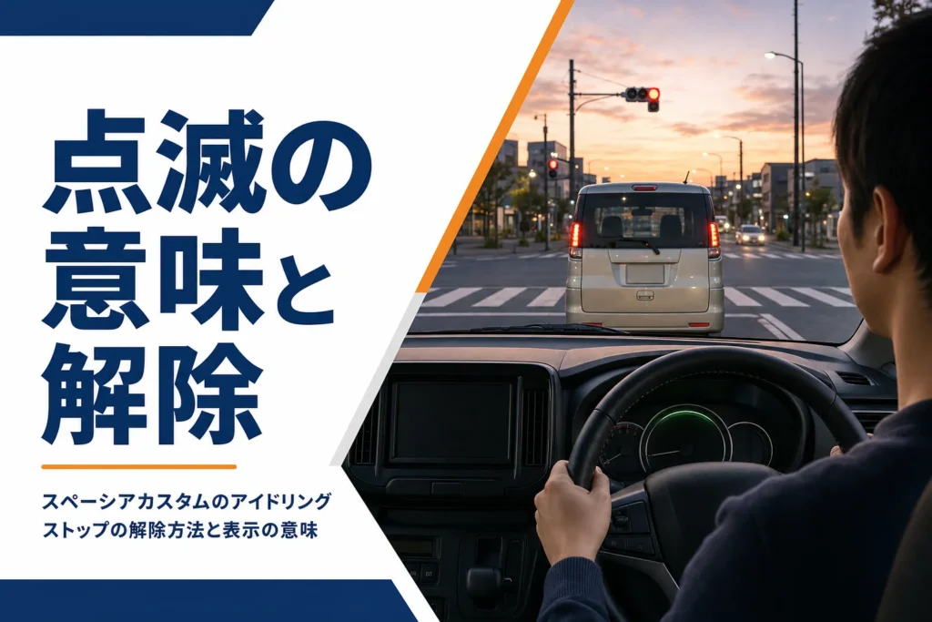 信号待ち中の軽自動車の運転席とメーター周り