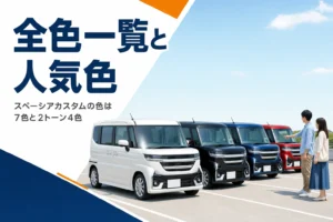 色違いのスペーシア カスタムが並んだ様子