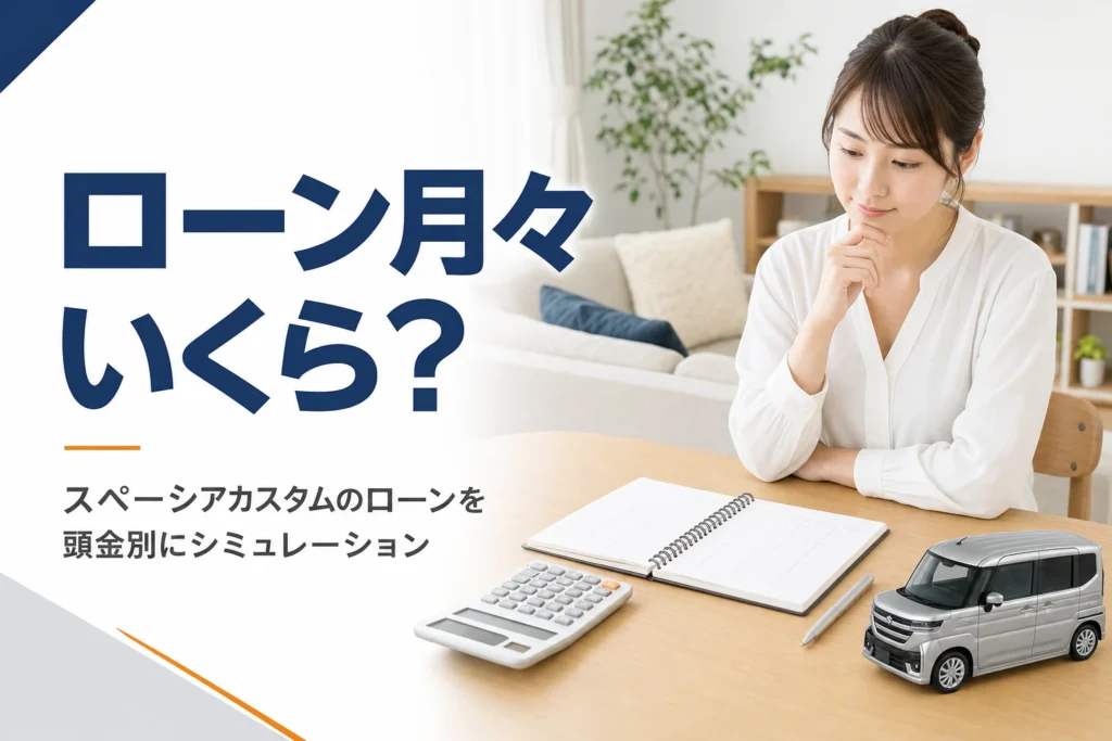 電卓と家計簿で車のローンを計算するイメージ