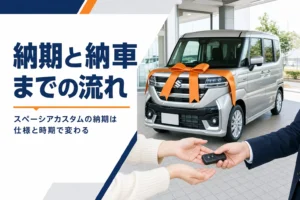 スペーシアカスタムの納車の場面