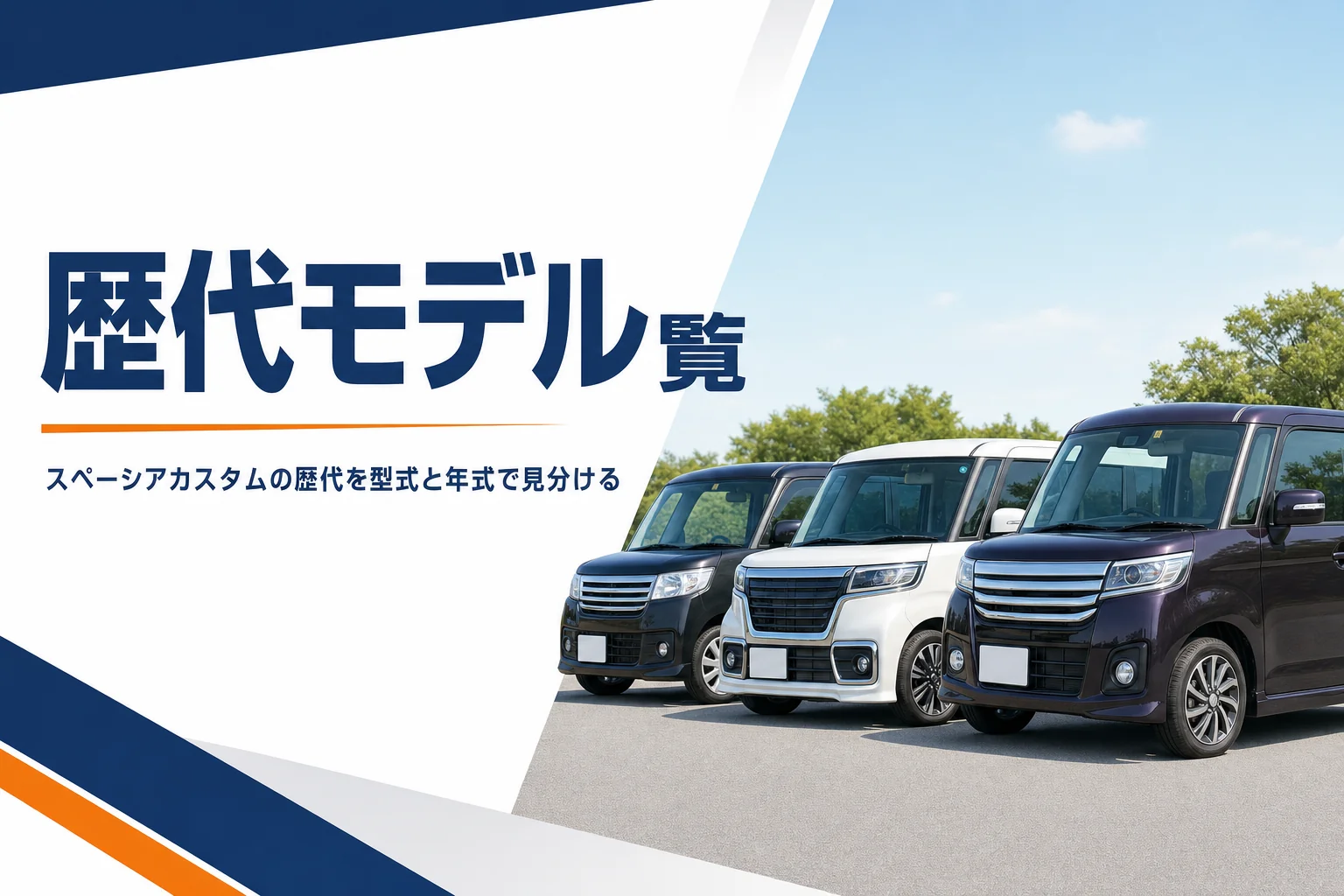 世代の違う軽スーパーハイトワゴンが3台並んだイメージ