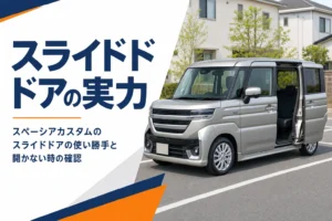 後席スライドドアが大きく開いた軽スーパーハイトワゴンのイメージ