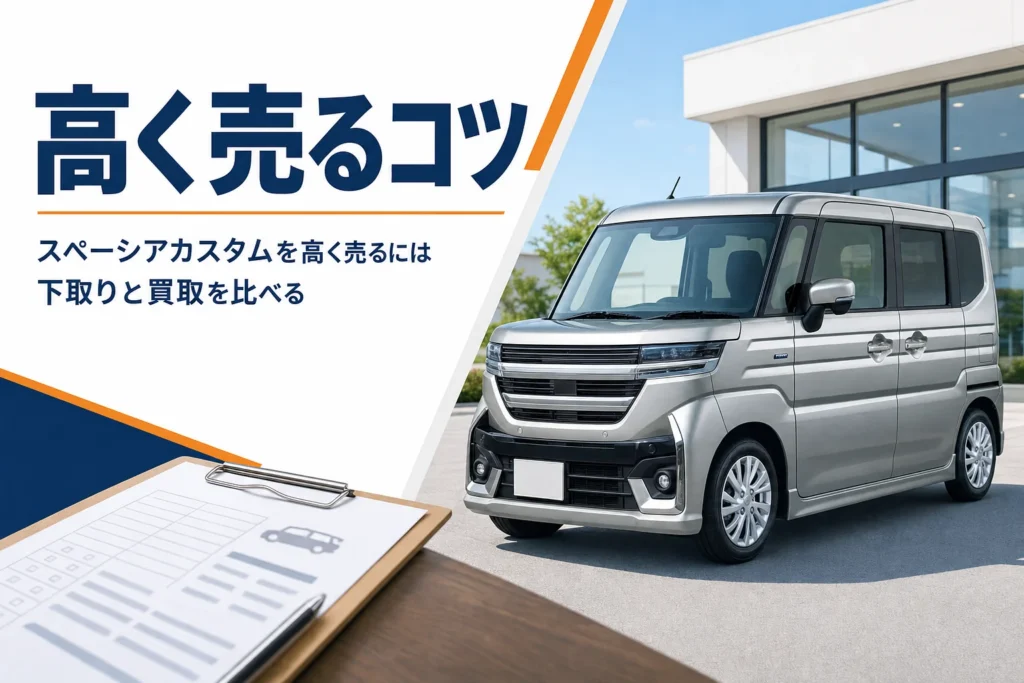 査定を待つ軽スーパーハイトワゴンのイメージ