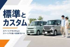 顔つきの違う2台の軽スーパーハイトワゴンが並ぶイメージ