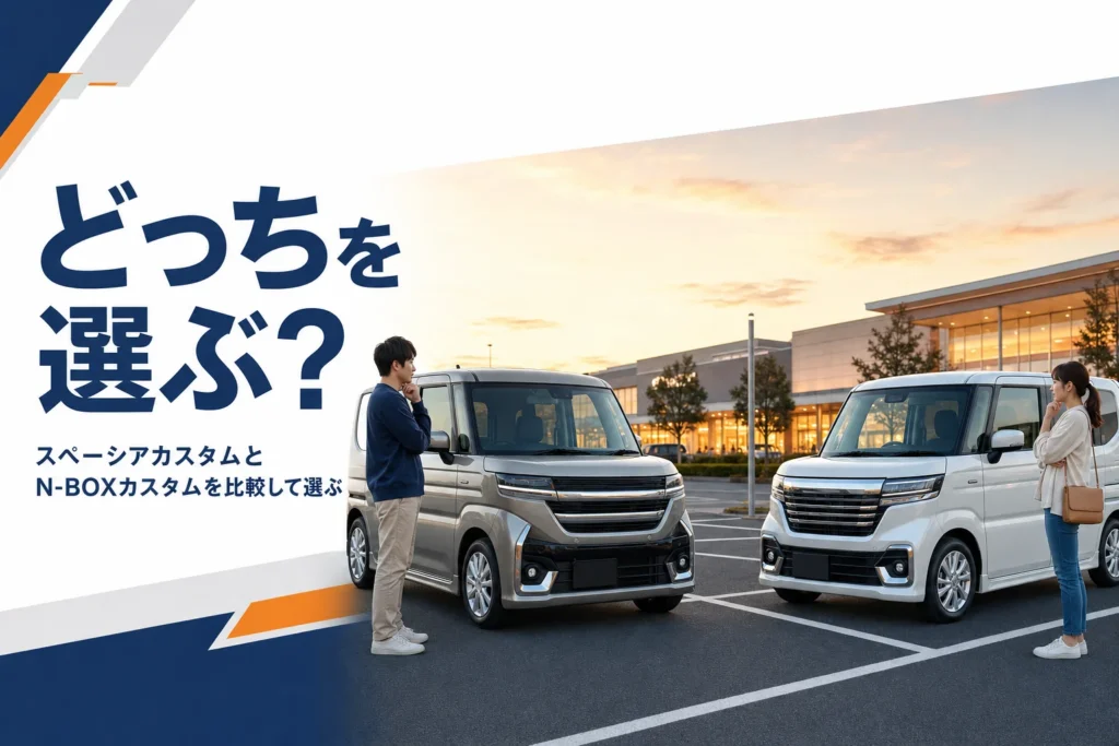 カスタム系の軽スーパーハイトワゴン2台が並ぶ比較イメージ
