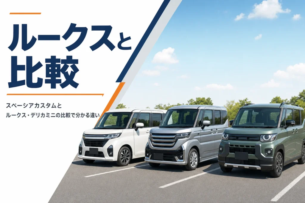 駐車場に並んだ3台の軽スーパーハイトワゴン