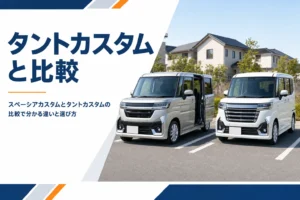 駐車場に並んだ2台の軽スーパーハイトワゴン